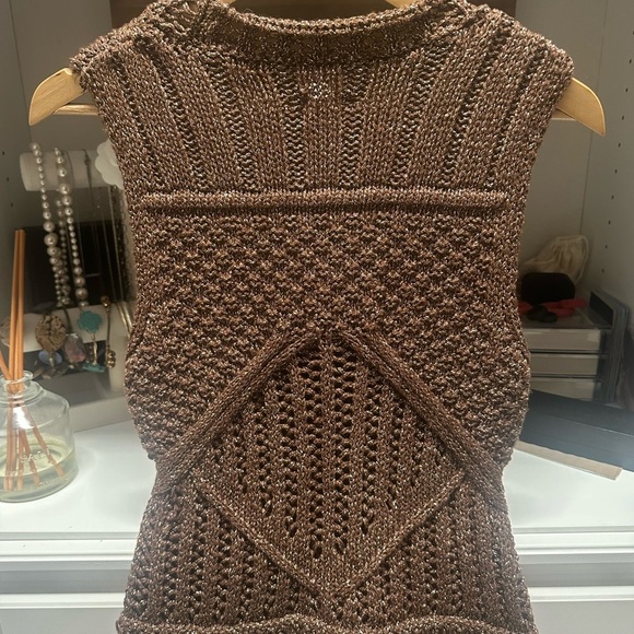 Pilcro Fringed Brown Sleeveless Knit Sweater - Picture 7 of 7